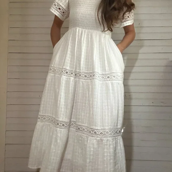 Baltic Born Loveland Geo White Lace Maxi Dress - Picture 4 of 6